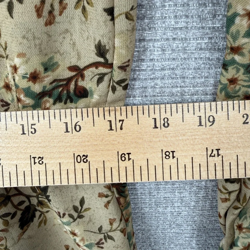 Double D Ranch Button-Up Womens XS Beige Floral Chiffon Lightweight Long Sleeve - Picture 10 of 13